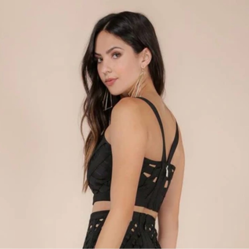 Bebe Bandage Black Crop Top Size Small - Picture 2 of 12